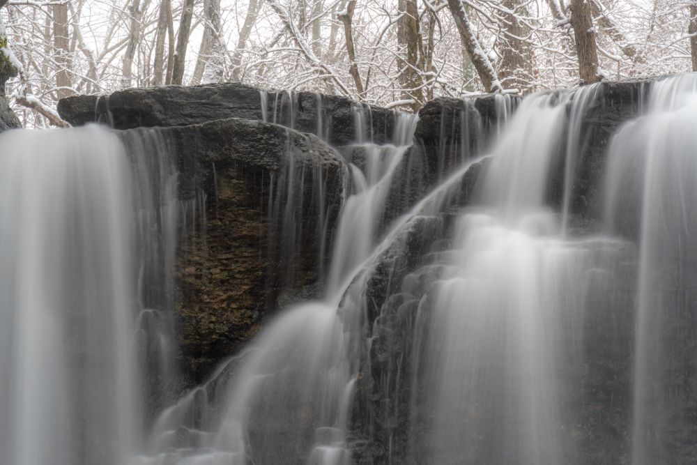 Close up view of the water falling at Hayden Falls Park