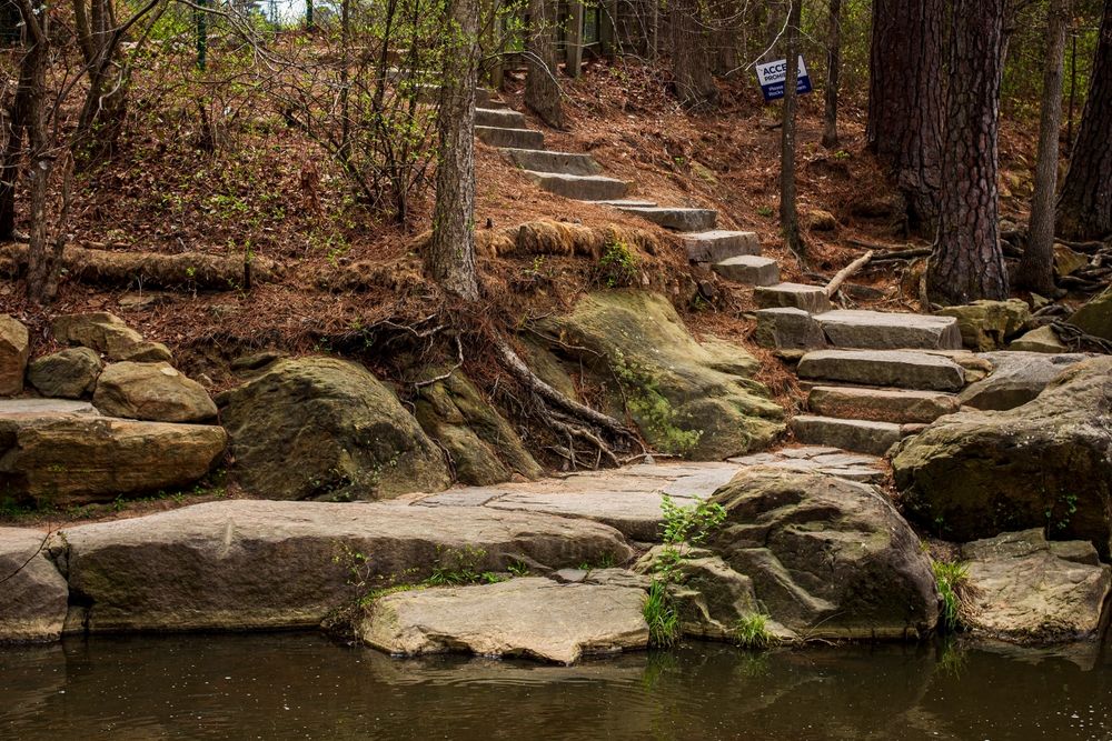 Stone stairs at Historic Yates Mill County Park