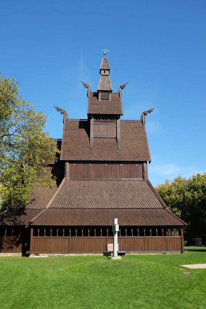 Replica of a church at Hjemkomst Center
