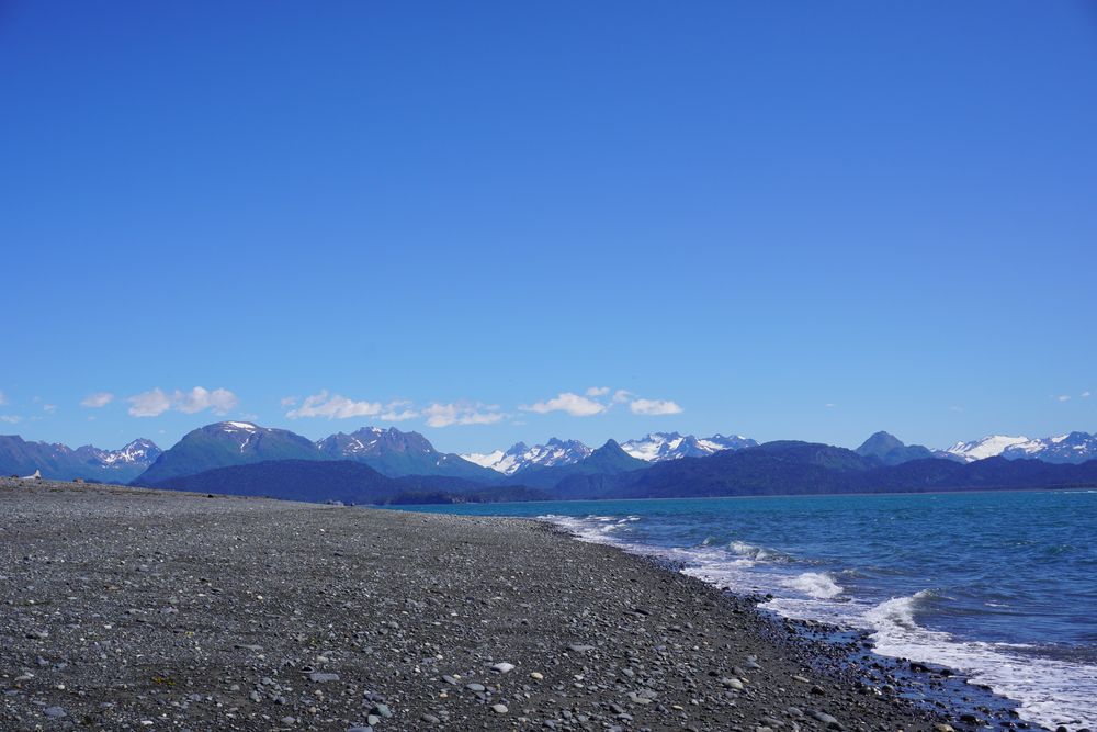 Waves crashing on Homer Spit Campground's shore