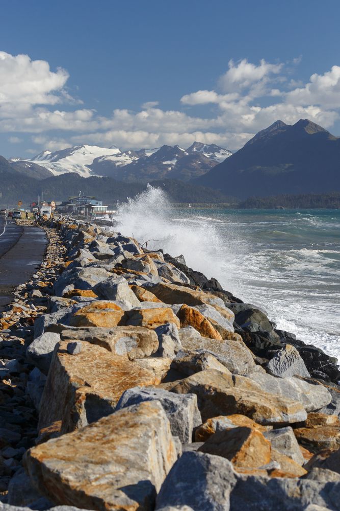 Rocky shoreline of Homer Spit