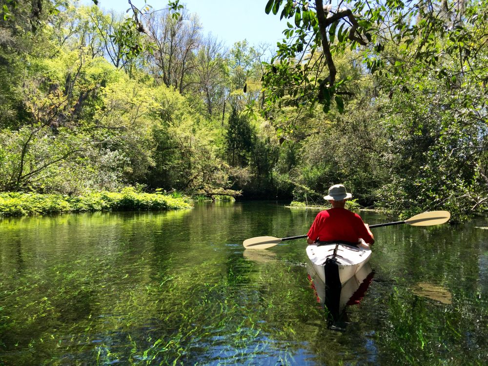A man boating in Ichetucknee Springs State Park