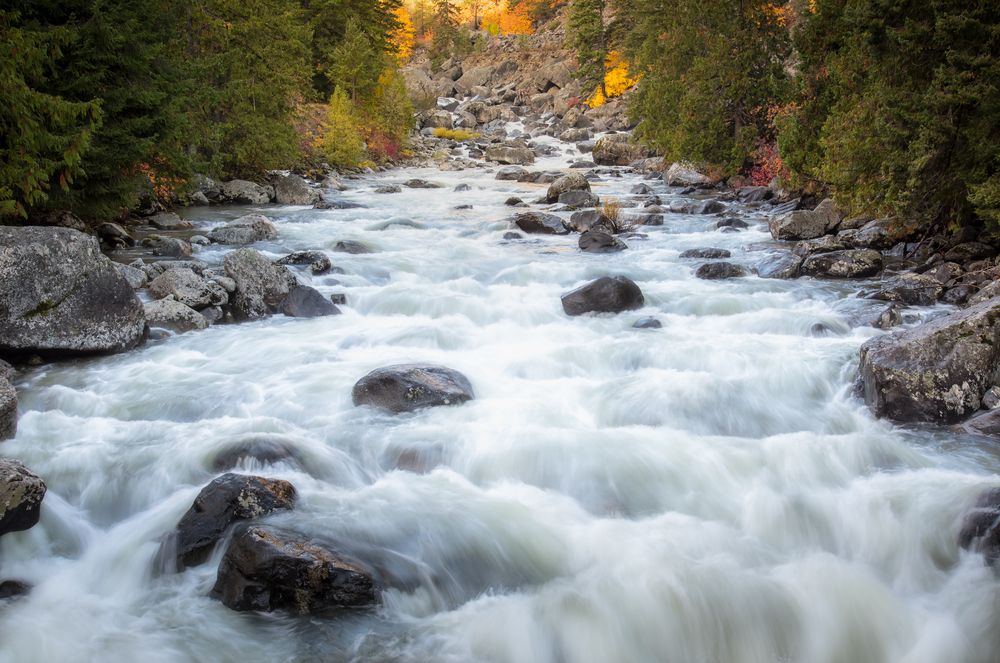 Close up of the water flowing at Icicle Creek