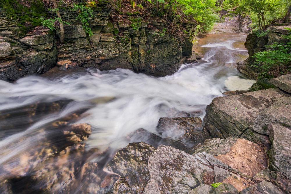 Water flowing from Indian Run Falls