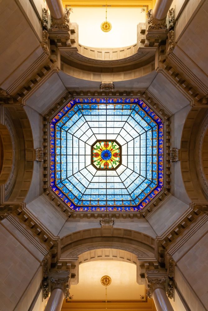 Stained glass dome at Indiana State Capitol