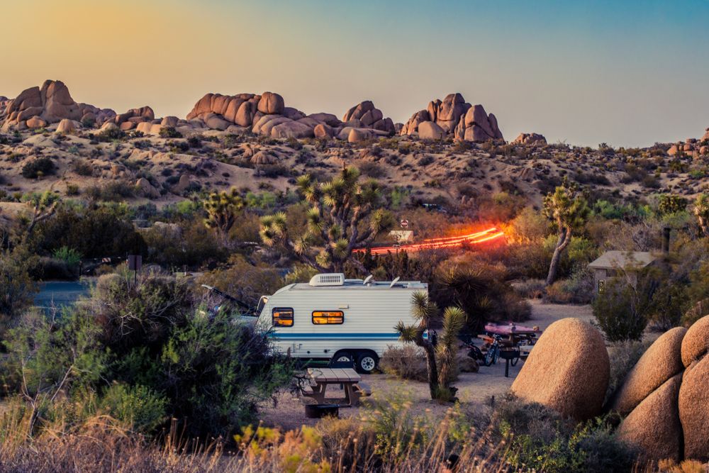 Driving along Joshua Tree National Park, California