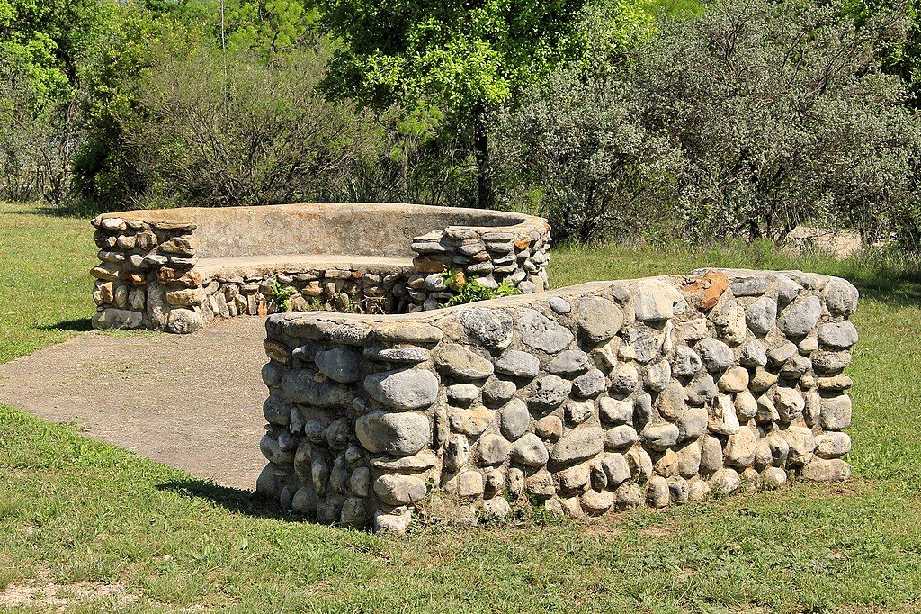Stone benches at Kerrville-Schreiner Park