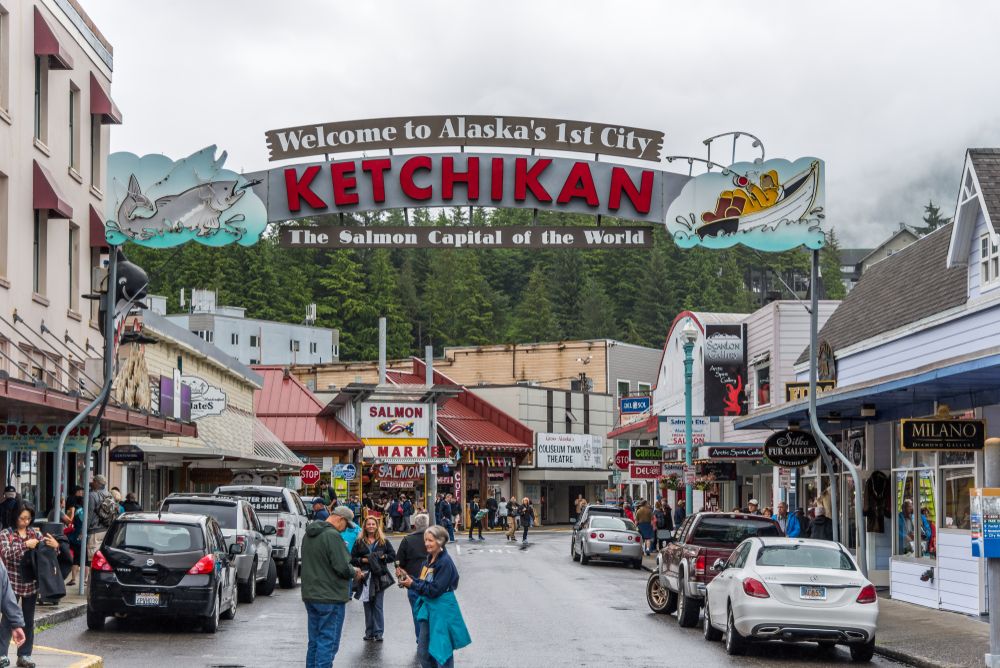 View of the colorful Ketchican Sign