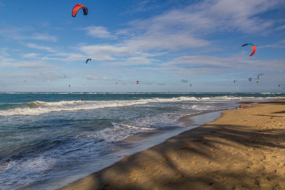 The sky filled with kites at Kite Beach