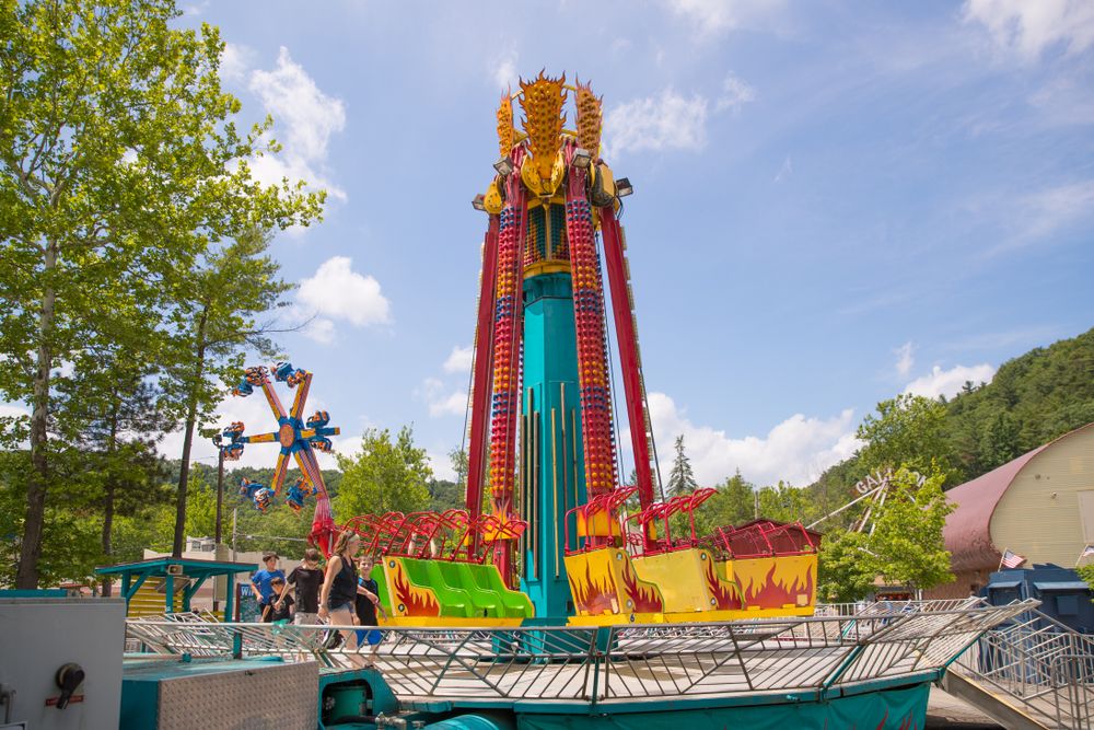 Colorful rides at Knoebels amusement park