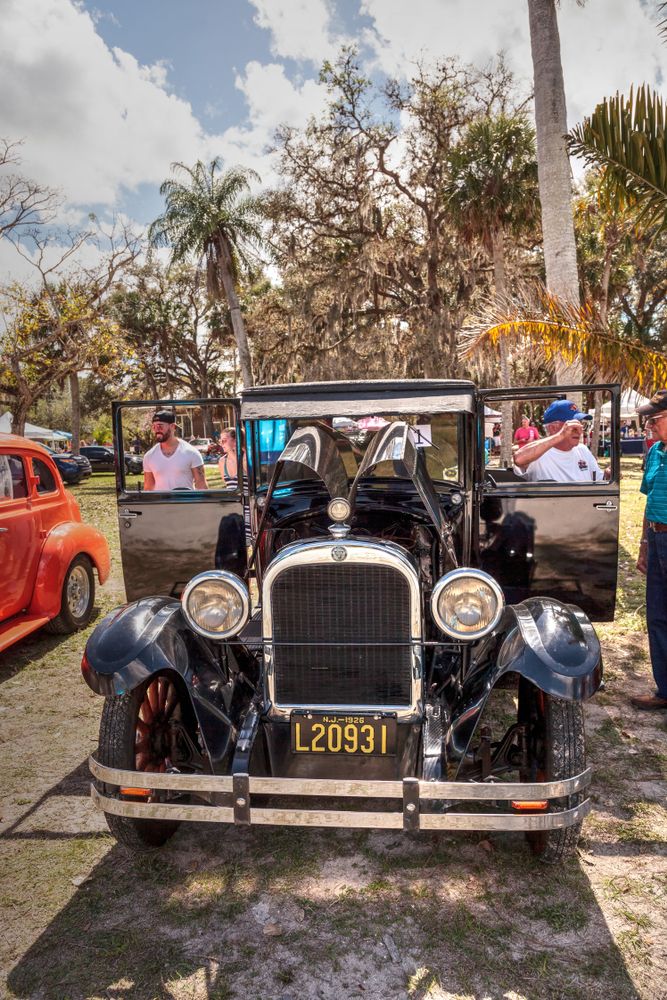 Cars kept for display in vintage car exhibition at Koreshan State Park