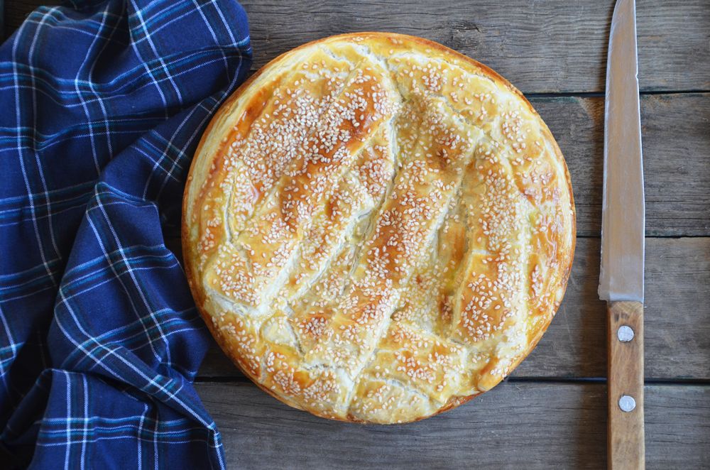 Freshly baked Kefalonian Meat Pie