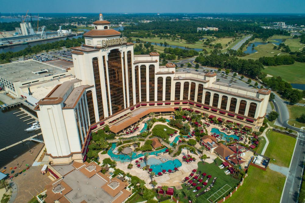Aerial view of the L’Auberge Casino Resort