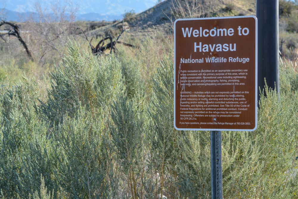Welcome sign of Havasu National Wildlife Refuge