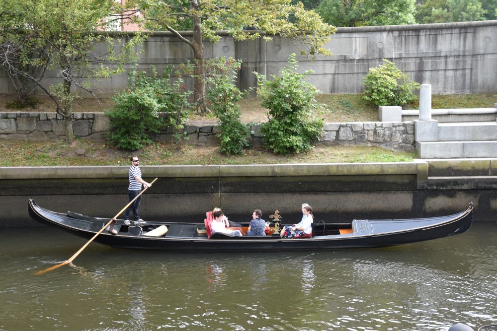 Tourist enjoying the La Gondola ride in Providence