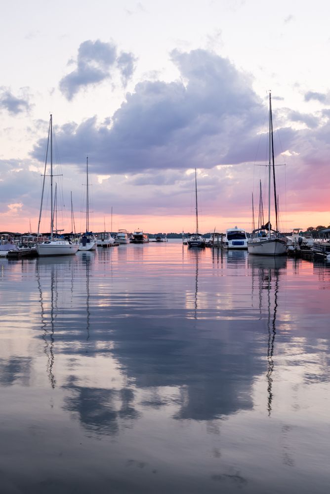 Boats docked at Lake Norman