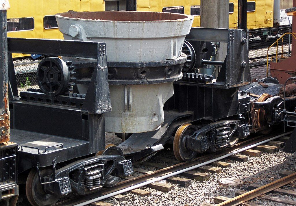 View of the train engine parts at Lake Superior Railroad Museum