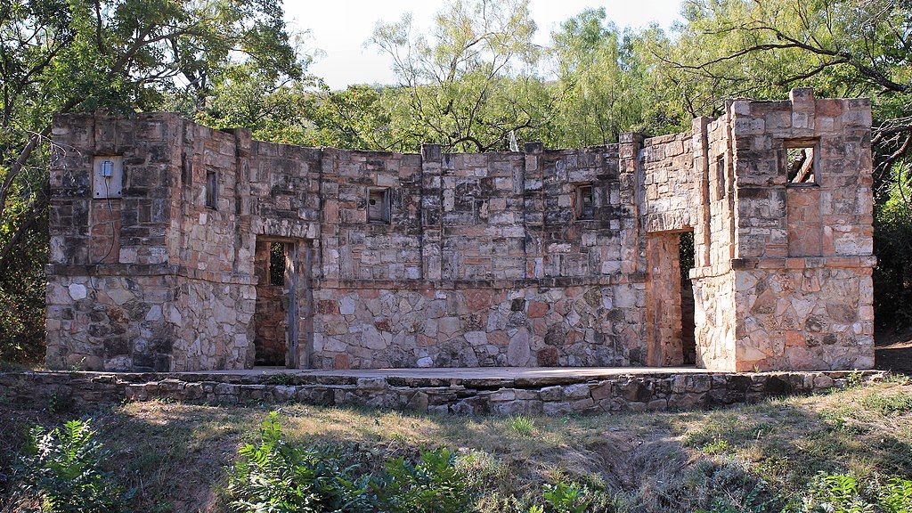 Open amphitheatre stage made of stone in Lake Sweetwater Recreation Area built by the Civilian Conservation Corps