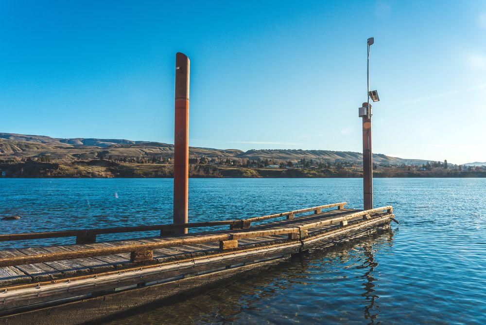 Small wooden pier at Lake Wenatchee