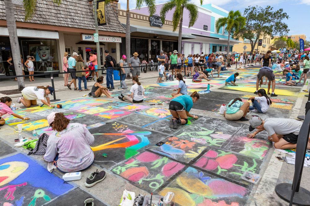 Artists painting at annual Lake Worth Street Painting Festival