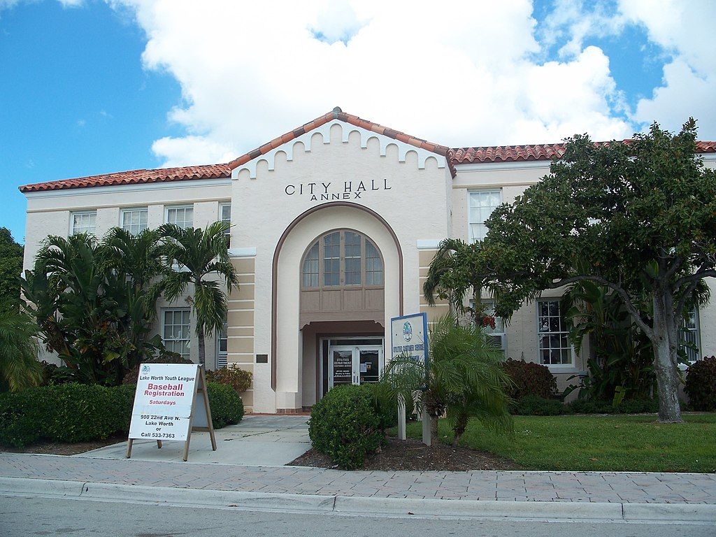 Front View of Old Lake Worth City Hall, inside which is the Lake Worth Historical Museum