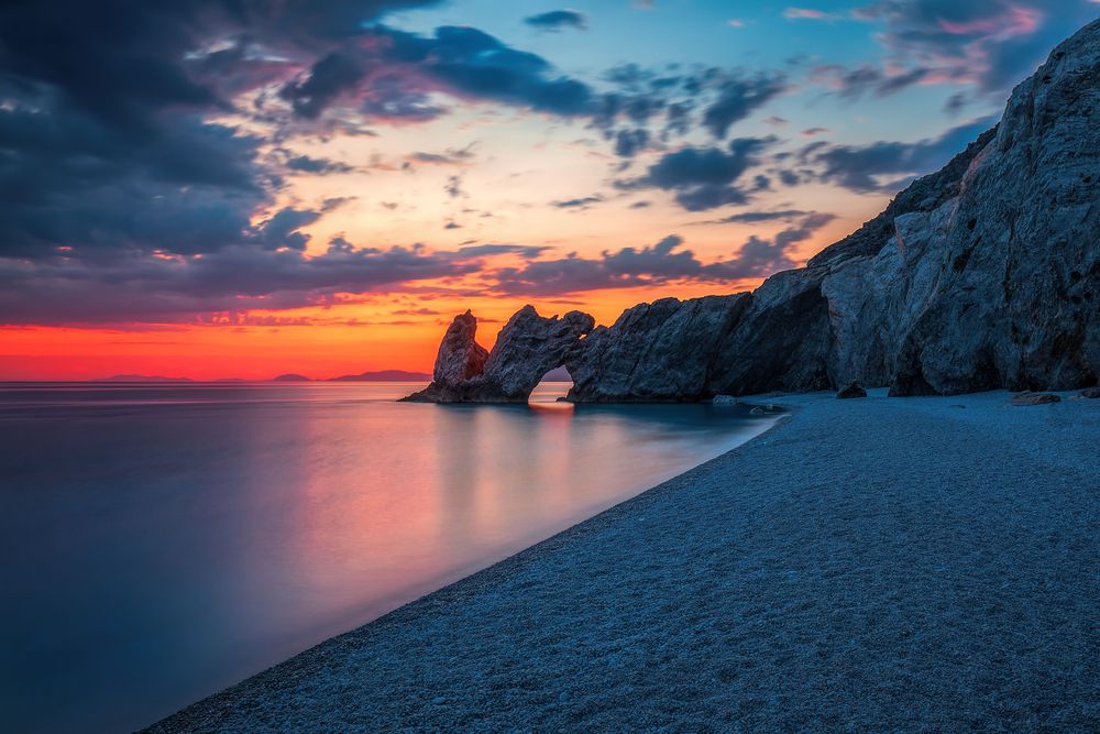 Scenic sunset over Lalaria Beach
