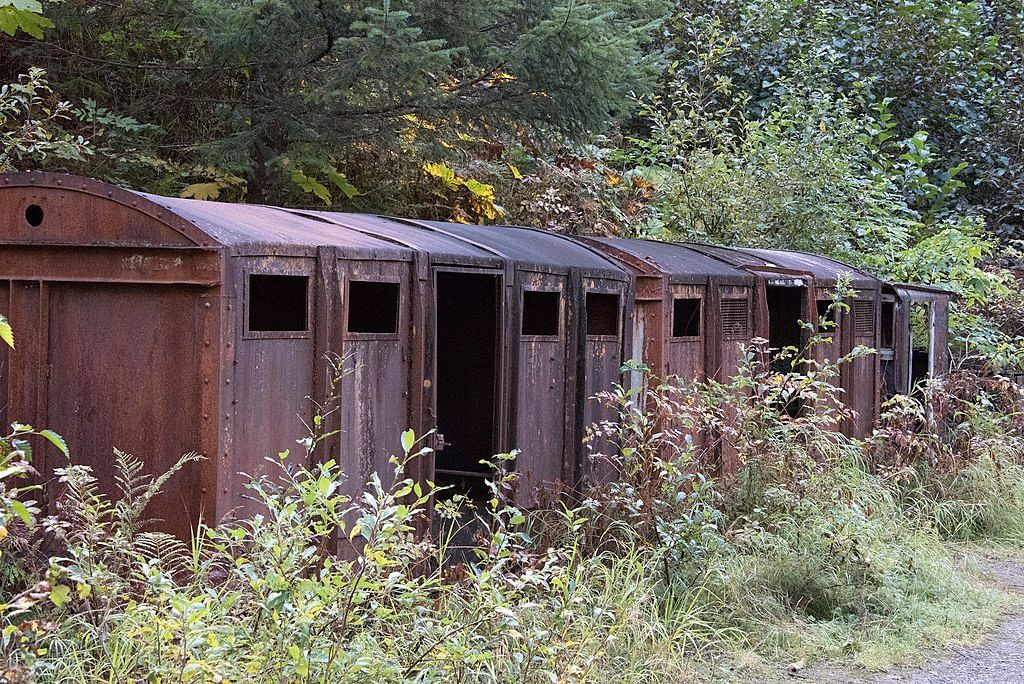 Abandoned rusted train at Last Chance Mining Museum