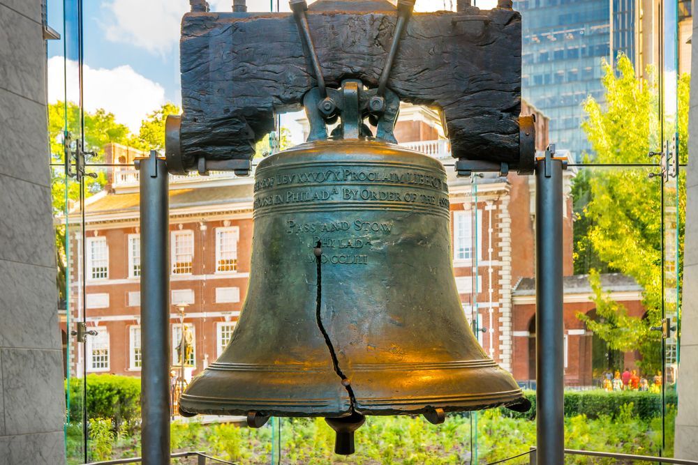 Close view of the Liberty Bell
