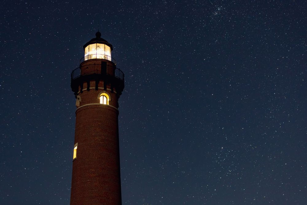 Little Stable Lighthouse against the starry night sky