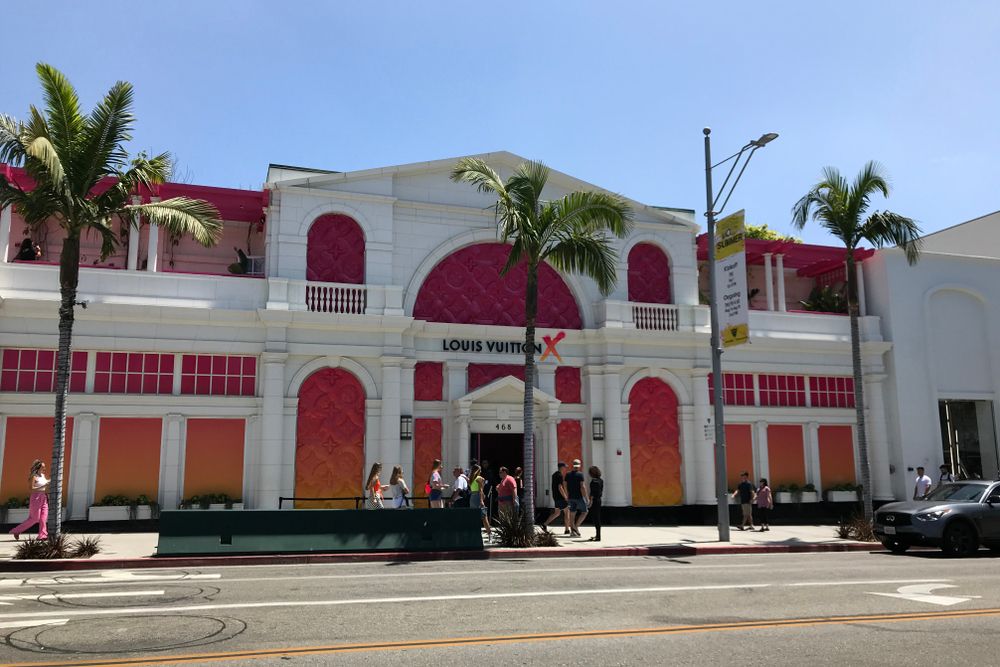 Exterior view of the Louis Vuitton Beverly Hills Rodeo Drive Flagship Store