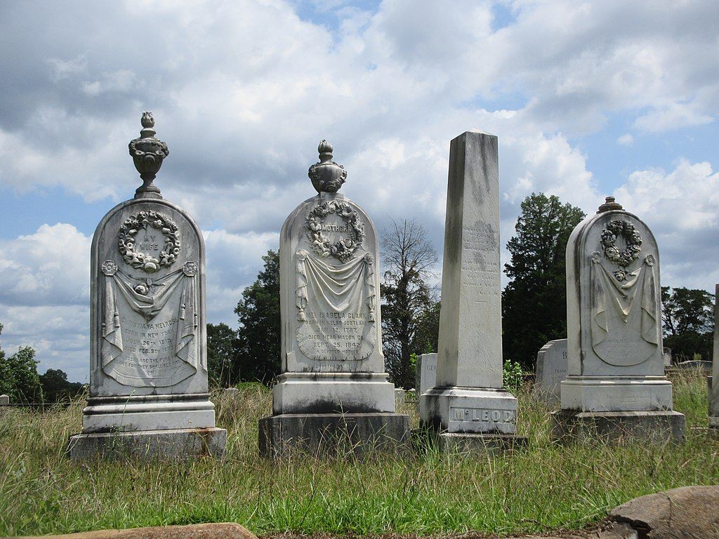 A family grave plot at Rose Hill Cemetery