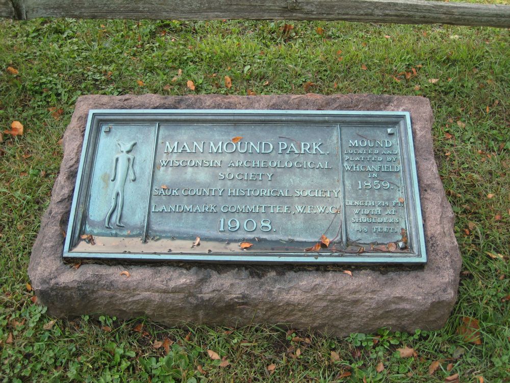 Plaque at Man Mound Park