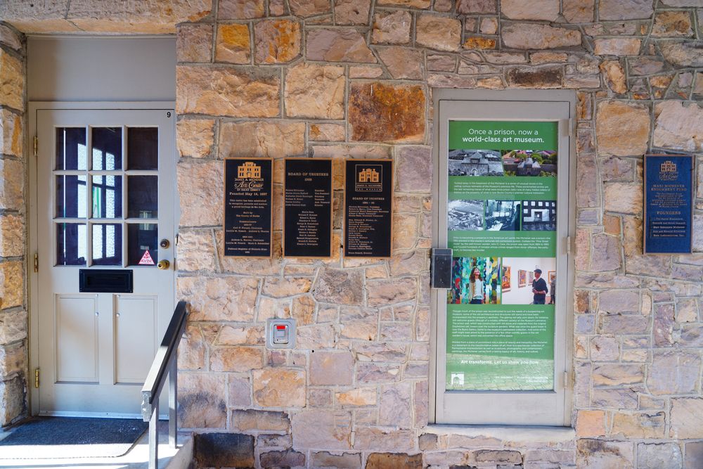 Plaques on Michener Art Museum's wall