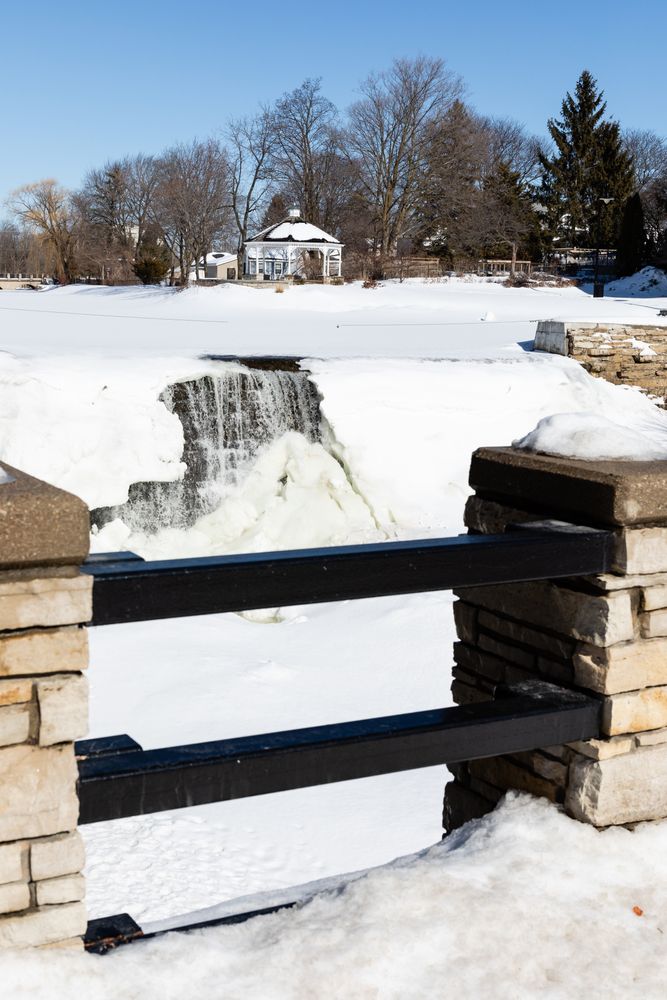 Mill Pond Park covered with snow