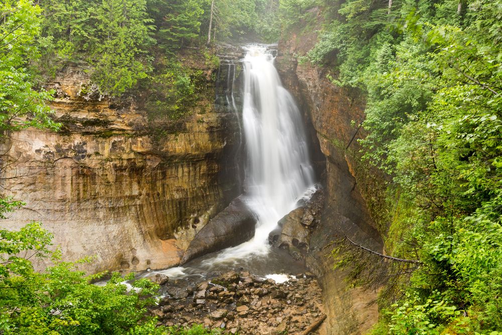 The rushing waters of Miners Falls