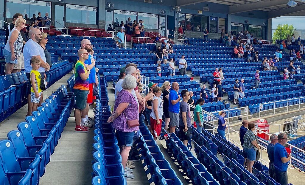 Crowd cheering at Mirabito Stadium