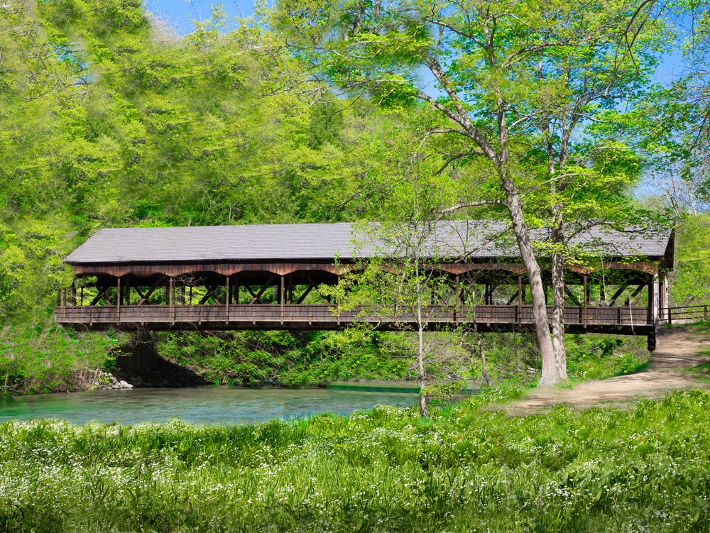 Stunning view of Mohican State Park Covered Bridge
