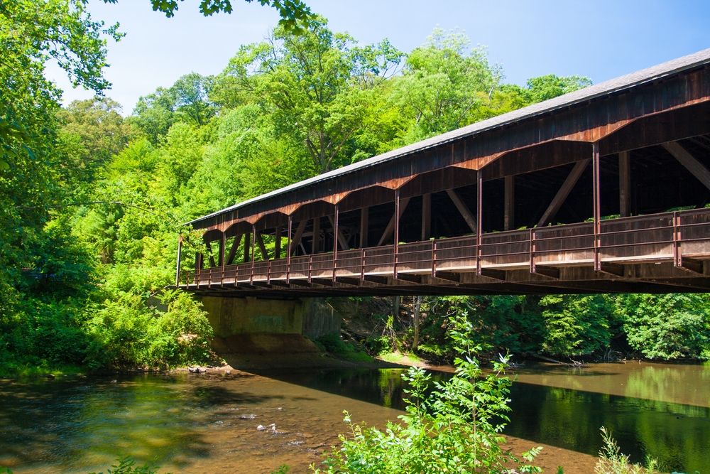 Side view of Mohican State Park Covered Bridge
