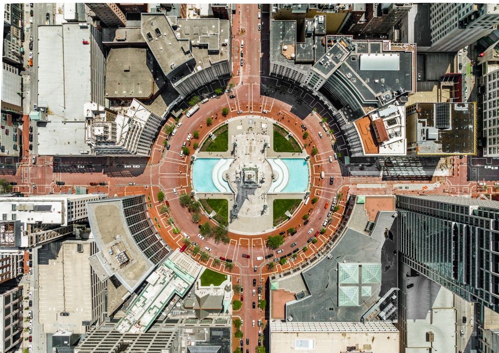 Bird's eye view of Monument Circle