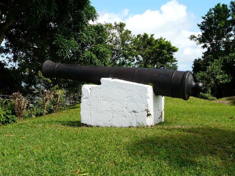 An old cannon on the grounds of Morne Fortune