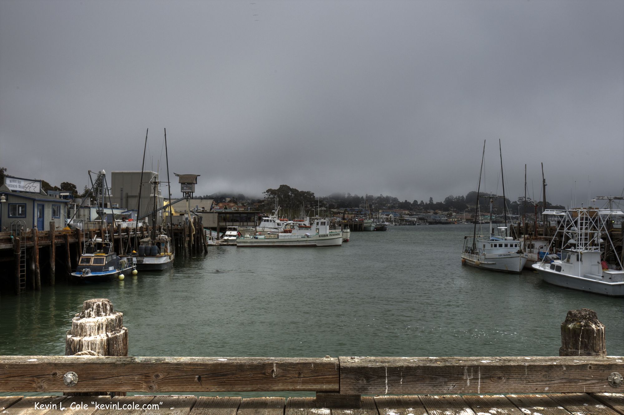 Boats docked at Morro Bay T Pier
