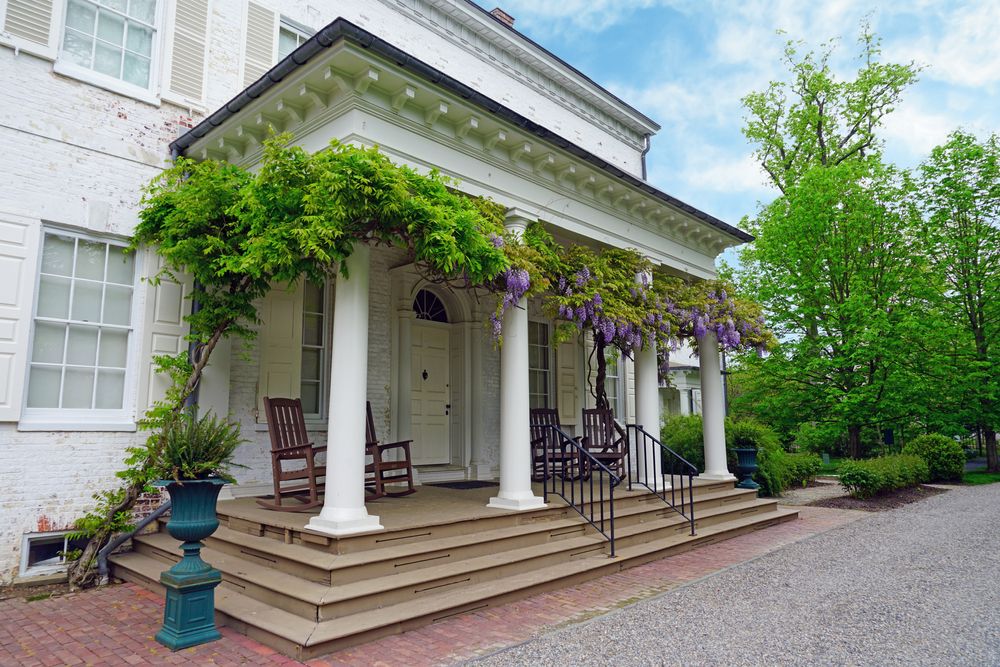 Beautiful view of Morven Museum covered with green plants