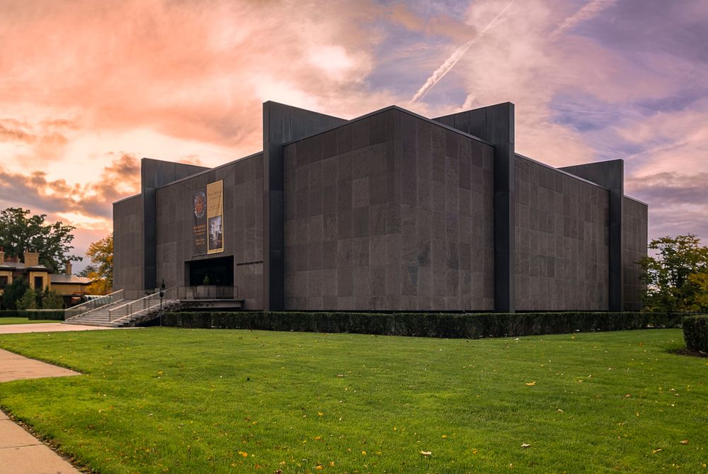 Majestic black building of Munson-Williams-Proctor Arts Institute (MWPAI)