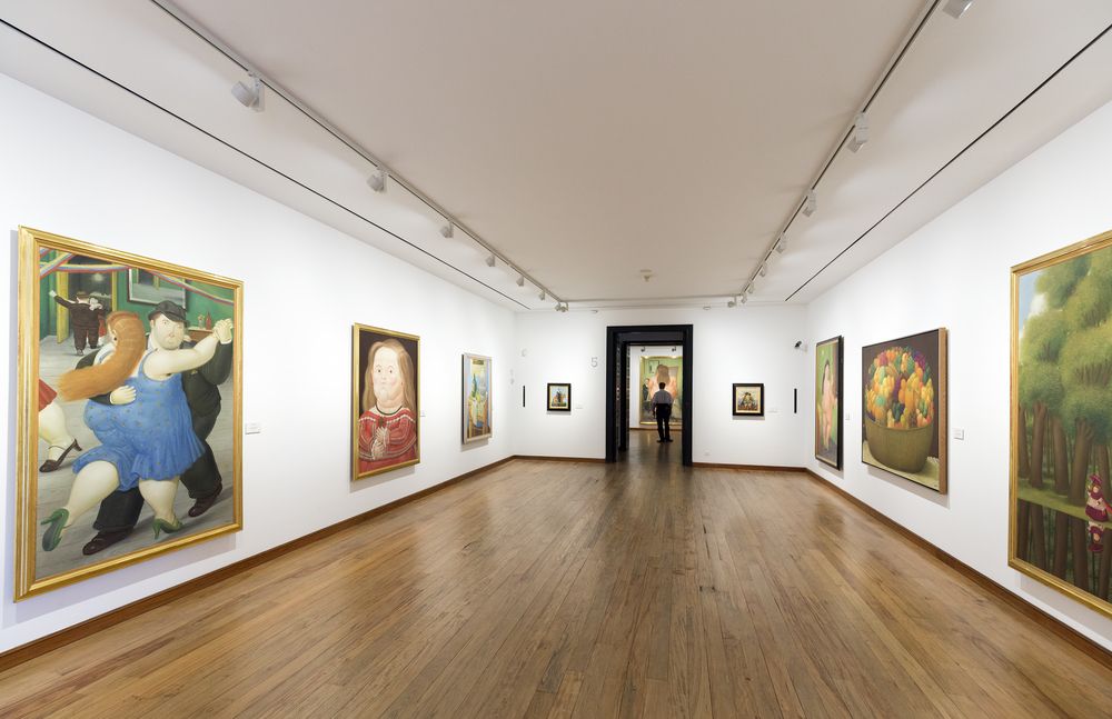 Framed art inside the Botero Museum