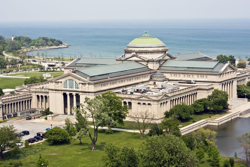 A distant view of the Museum of Science and Industry