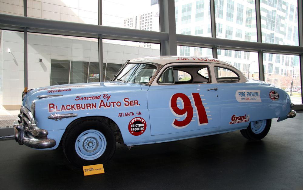 Display of a vintage car at NASCAR Hall of Fame