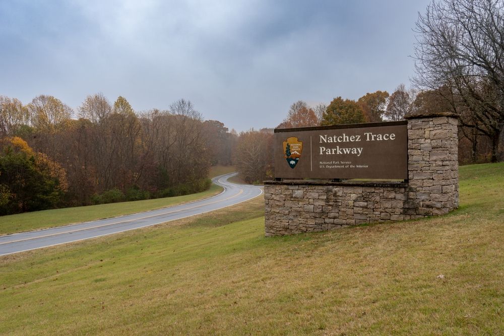 Signage of Natchez Trace Parkway, Mississippi, Alabama, Tennessee