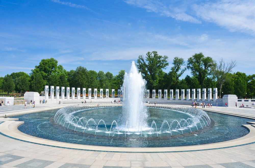 Beautiful fountain at National World War II Memorial