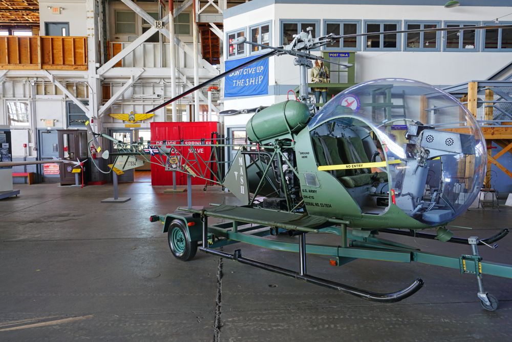 Display of a military helicopter at Naval Air Station Wildwood Aviation Museum