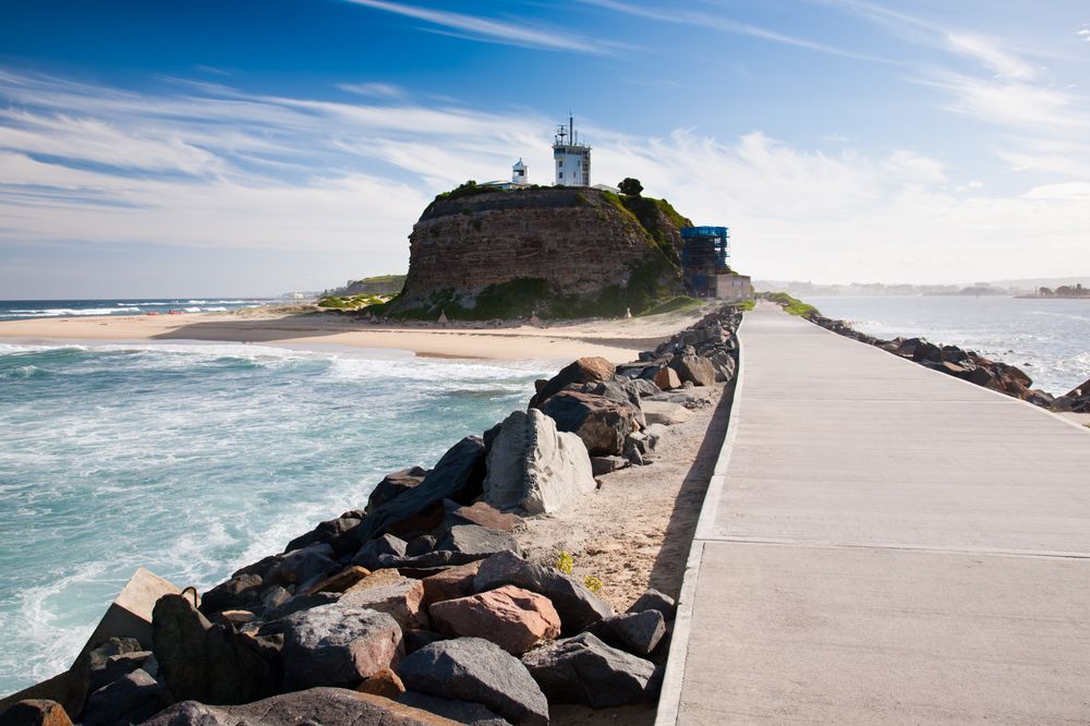 A lighthouse at Newcastle Breakwater